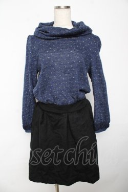 画像1: axes femme / タートルニットドッキングワンピース M 紺×黒 Y-25-10-18-173-AX-OP-SZ-ZY
