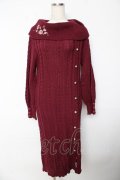 axes femme / ボタンデザインニットワンピース M ワイン Y-25-10-18-174-AX-OP-SZ-ZY