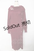 axes femme / ボタンデザインニットワンピース M ワイン Y-25-10-18-174-AX-OP-SZ-ZY