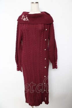 画像1: axes femme / ボタンデザインニットワンピース M ワイン Y-25-10-18-174-AX-OP-SZ-ZY