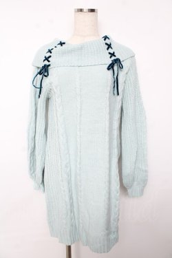 画像1: axes femme / W編み上げニットチュニック  ミント Y-25-10-18-176-AX-TO-SZ-ZY