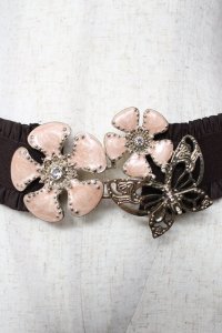 axes femme / お花×蝶モチーフゴムベルト  ゴールド Y-25-10-18-027-AX-ZA-SZ-ZY