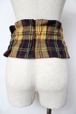画像2: axes femme / チェック柄コルセットベルト  イエロー Y-25-10-18-028-AX-ZA-SZ-ZY