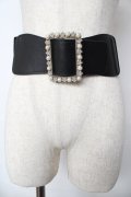 axes femme / スクエアバックルゴムベルト  黒 Y-25-10-18-029-AX-ZA-SZ-ZY
