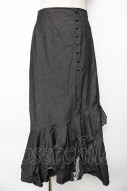 画像1: axes femme / クルミ釦付デニムスカート F 黒 Y-25-10-18-202-AX-SK-SZ-ZY