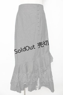 画像1: axes femme / クルミ釦付デニムスカート F 黒 Y-25-10-18-202-AX-SK-SZ-ZI