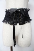 axes femme POETIQUE / 編み上げ×レース太ゴムベルト  黒 Y-25-10-18-030-AX-ZA-SZ-ZY