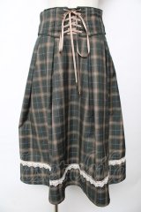 Amavel / Mademoiselleコルセット風スカート F グリーン Y-25-10-18-203-CA-SK-SZ-ZY