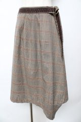 axes femme / チェックスカート M 茶 Y-25-10-18-204-AX-SK-SZ-ZI