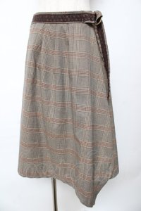 axes femme / チェックスカート M 茶 Y-25-10-18-204-AX-SK-SZ-ZI