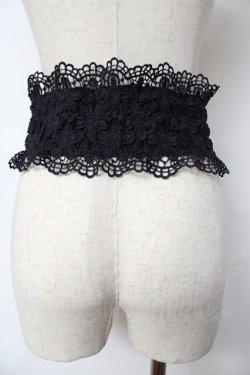 画像2: axes femme POETIQUE / 編み上げ×レース太ゴムベルト  黒 Y-25-10-18-030-AX-ZA-SZ-ZY