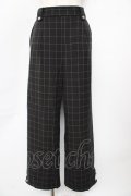 axes femme / 裾釦起毛チェックワイドパンツ L 黒 Y-25-10-18-208-AX-PA-SZ-ZY