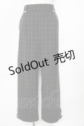 axes femme / 裾釦起毛チェックワイドパンツ L 黒 Y-25-10-18-208-AX-PA-SZ-ZY