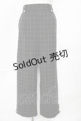 axes femme / 裾釦起毛チェックワイドパンツ L 黒 Y-25-10-18-208-AX-PA-SZ-ZY