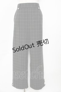 axes femme / 裾釦起毛チェックワイドパンツ L 黒 Y-25-10-18-208-AX-PA-SZ-ZY