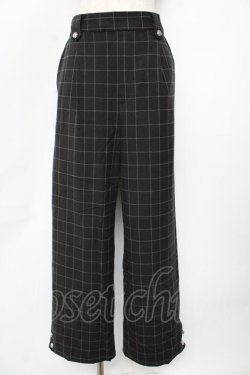 画像1: axes femme / 裾釦起毛チェックワイドパンツ L 黒 Y-25-10-18-208-AX-PA-SZ-ZY