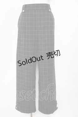 画像1: axes femme / 裾釦起毛チェックワイドパンツ L 黒 Y-25-10-18-208-AX-PA-SZ-ZY