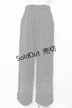 画像2: axes femme / 裾釦起毛チェックワイドパンツ L 黒 Y-25-10-18-208-AX-PA-SZ-ZY