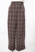 axes femme / 裾釦起毛チェックワイドパンツ L 茶 Y-25-10-18-209-AX-PA-SZ-ZY