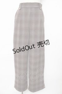 axes femme / 裾釦起毛チェックワイドパンツ L 茶 Y-25-10-18-209-AX-PA-SZ-ZI