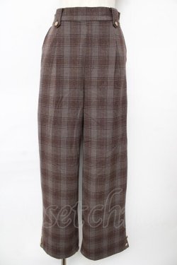 画像1: axes femme / 裾釦起毛チェックワイドパンツ L 茶 Y-25-10-18-209-AX-PA-SZ-ZY
