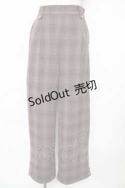 画像1: axes femme / 裾釦起毛チェックワイドパンツ L 茶 Y-25-10-18-209-AX-PA-SZ-ZI