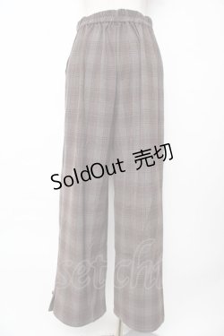 画像2: axes femme / 裾釦起毛チェックワイドパンツ L 茶 Y-25-10-18-209-AX-PA-SZ-ZI