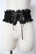 axes femme / モチーフレース太ゴムベルト  黒 Y-25-10-18-031-AX-ZA-SZ-ZY