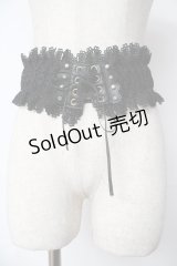 axes femme / モチーフレース太ゴムベルト  黒 Y-25-10-18-031-AX-ZA-SZ-ZT1031X