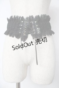 axes femme / モチーフレース太ゴムベルト  黒 Y-25-10-18-031-AX-ZA-SZ-ZT1031X