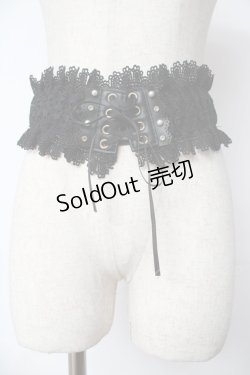 画像1: axes femme / モチーフレース太ゴムベルト  黒 Y-25-10-18-031-AX-ZA-SZ-ZT1031X
