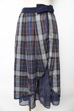 画像1: axes femme POETIQUE / リボンベルトロングスカート M 紺 Y-25-10-18-215-AX-SK-SZ-ZY