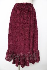 axes femme / フラワーデザインスカート  ワイン Y-25-10-18-216-AX-SK-SZ-ZY