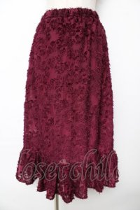 axes femme / フラワーデザインスカート  ワイン Y-25-10-18-216-AX-SK-SZ-ZY