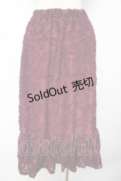 画像2: axes femme / フラワーデザインスカート  ワイン Y-25-10-18-216-AX-SK-SZ-ZY