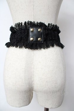 画像2: axes femme / モチーフレース太ゴムベルト  黒 Y-25-10-18-031-AX-ZA-SZ-ZY