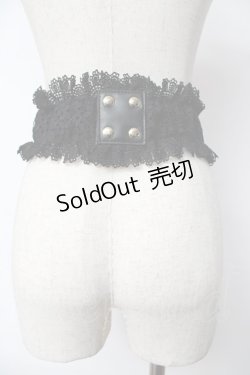 画像2: axes femme / モチーフレース太ゴムベルト  黒 Y-25-10-18-031-AX-ZA-SZ-ZT1031X