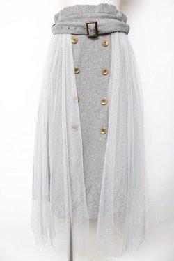 画像1: axes femme / Ｗスコッチ釦レイヤード風スカート  グレー Y-25-10-18-222-AX-SK-SZ-ZY