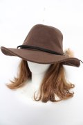 axes femme / ファーリボン付つば広帽 57.5cm 茶 Y-25-10-18-044-AX-AC-SZ-ZY