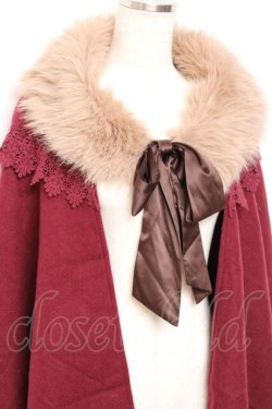 画像3: axes femme / ファーティペット付きストール  ワイン Y-25-10-20-004-AX-TO-SZ-ZY