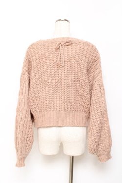 画像2: F&A / バックはしごリボンケーブルニットプルオーバー F ピンクベージュ Y-25-10-20-038-LO-TO-SZ-ZY