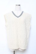 Fi.n.t / ライン入り腰丈ニットベスト F アイボリー×ブルー Y-25-10-20-039-CA-TO-SZ-ZY