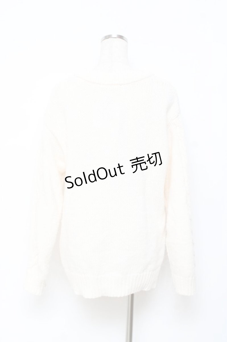 画像2: F i.n.t / エッフェル塔ロゴ刺繍腰丈ケーブルニットカーディガン F オフホワイト Y-25-10-20-040-CA-TO-SZ-ZI (2)