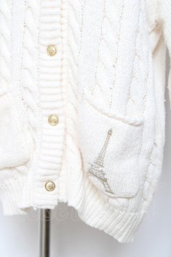 画像3: F i.n.t / エッフェル塔ロゴ刺繍腰丈ケーブルニットカーディガン F オフホワイト Y-25-10-20-040-CA-TO-SZ-ZY