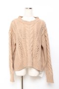 axes femme POETIQUE / バックリボンケーブルニット M キャメル Y-25-10-20-042-AX-TO-SZ-ZY