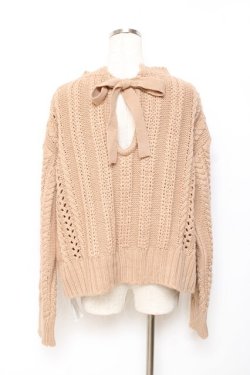 画像2: axes femme POETIQUE / バックリボンケーブルニット M キャメル Y-25-10-20-042-AX-TO-SZ-ZY