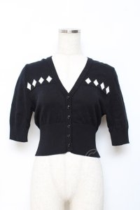 SAVOY CLOTHING / Dia Hearf Sleeve Short Summer Knit S 黒 Y-25-10-20-043-LO-TO-SZ-ZY