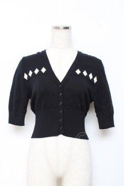 画像1: SAVOY CLOTHING / Dia Hearf Sleeve Short Summer Knit S 黒 Y-25-10-20-043-LO-TO-SZ-ZY