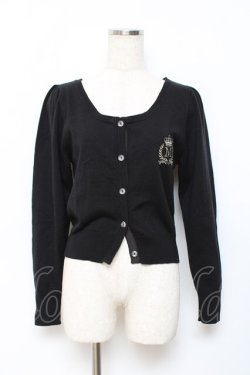 画像1: metamorphose / エンブレム刺繍カーディガン  黒 Y-25-10-20-048-ME-TO-SZ-ZY