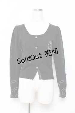 画像1: metamorphose / エンブレム刺繍カーディガン  黒 Y-25-10-20-048-ME-TO-SZ-ZY